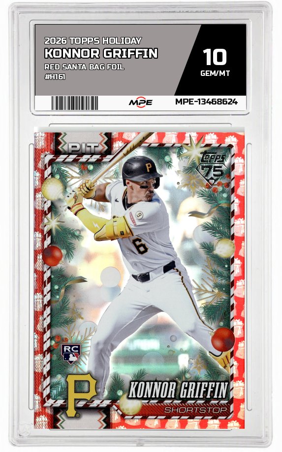 2026 TOPPS HOLIDAY RED SANTA BAG FOIL #H161 KONNOR GRIFFIN MPE 10 GEM/MT — graded card auctioned from the MPE vault