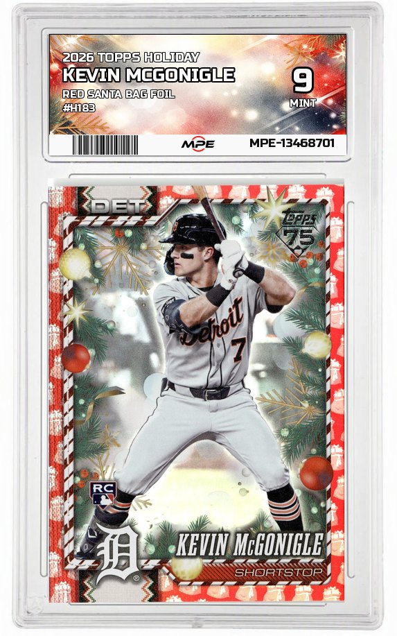 2026 TOPPS HOLIDAY RED SANTA BAG FOIL #H183 KEVIN MCGONIGLE MPE 9 MINT — graded card auctioned from the MPE vault
