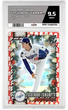 2026 TOPPS HOLIDAY RED SANTA BAG FOIL #H134 YOSHINOBU YAMAMOTO MPE 9.5 MINT+ — graded card up for auction