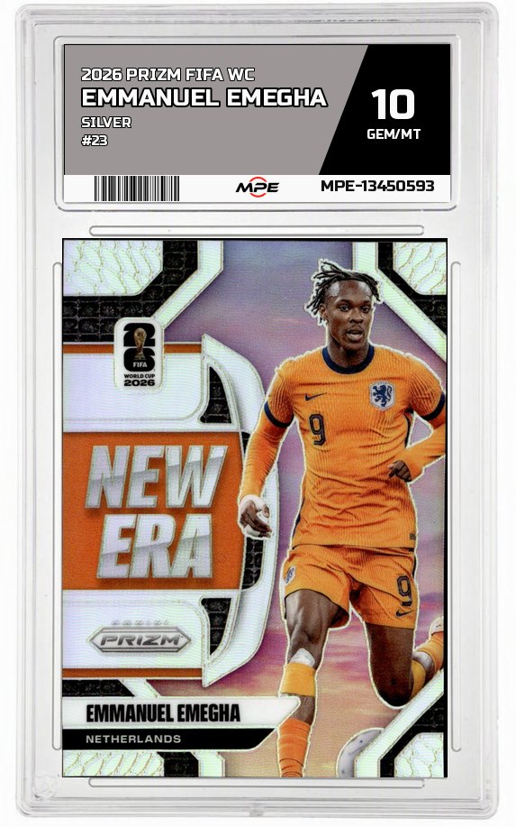 2026 PRIZM FIFA WC SILVER #23 EMMANUEL EMEGHA MPE 10 GEM/MT — graded card auctioned from the MPE vault