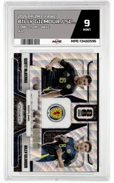 2026 PRIZM FIFA WC CONNECTIONS-WAVE #22 BILLY GILMOUR / SCOTT MCKENNA MPE 9 MINT — graded card up for auction
