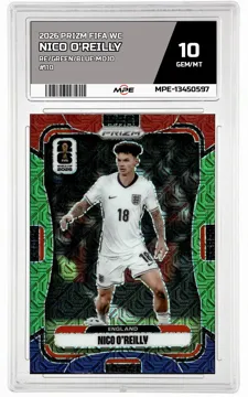 2026 PRIZM FIFA WC RE/GREEN/BLUE MOJO #110 NICO O'REILLY MPE 10 GEM/MT — graded card up for auction