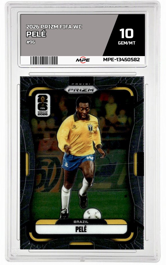 2026 PRIZM FIFA WC #96 PELÉ MPE 10 GEM/MT — graded card auctioned from the MPE vault