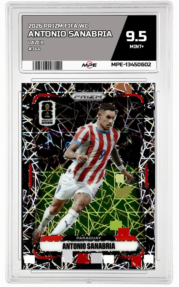 2026 PRIZM FIFA WC LAZER #344 ANTONIO SANABRIA MPE 9.5 MINT+ — graded card auctioned from the MPE vault