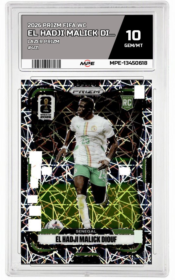 2026 PRIZM FIFA WC Lazer Prizm #401 EL HADJI MALICK DIOUF MPE 10 GEM/MT — graded card auctioned from the MPE vault