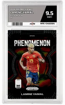 2026 PRIZM FIFA WC PHENOMENON #1 LAMINE YAMAL MPE 9.5 MINT+ — graded card up for auction
