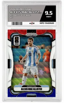 2026 PRIZM FIFA WC RED/WHITE/BLUE WAVE #15 ALEXIS MAC ALLISTER MPE 9.5 MINT+ — graded card up for auction