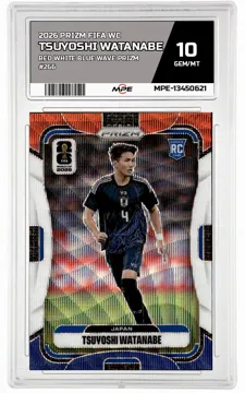 2026 PRIZM FIFA WC RED WHITE BLUE WAVE PRIZM #266 TSUYOSHI WATANABE MPE 10 GEM/MT — graded card up for auction