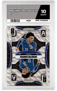 2026 PRIZM FIFA WC ACES-WAVE #22 MAGHNES AKLIOUCHE MPE 10 GEM/MT — graded card up for auction