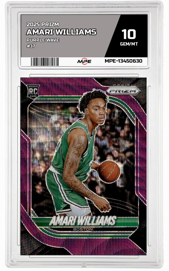 2025 PRIZM PURPLE WAVE #37 AMARI WILLIAMS MPE 10 GEM/MT — graded card auctioned from the MPE vault