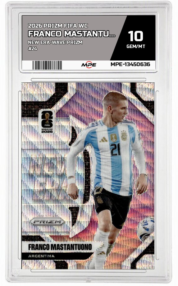2026 PRIZM FIFA WC NEW ERA-Wave Prizm #24 FRANCO MASTANTUONO MPE 10 GEM/MT — graded card auctioned from the MPE vault