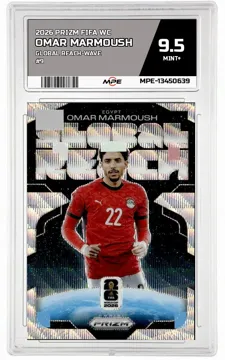 2026 PRIZM FIFA WC GLOBAL REACH-WAVE #9 OMAR MARMOUSH MPE 9.5 MINT+ — graded card up for auction
