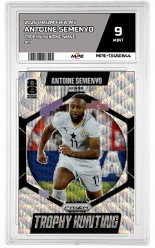 2026 PRIZM FIFA WC TROPHY HUNTING-WAVE #10 ANTOINE SEMENYO MPE 9 MINT — graded card up for auction