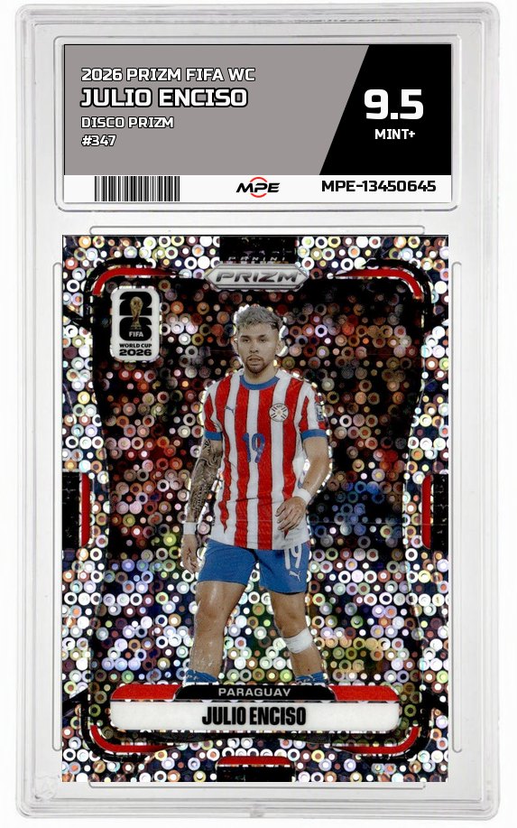 2026 PRIZM FIFA WC DISCO PRIZM #347 JULIO ENCISO MPE 9.5 MINT+ — graded card auctioned from the MPE vault