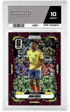 2026 PRIZM FIFA WC PURPLE DISCO /355 #181 JHON ARIAS MPE 10 GEM/MT — graded card up for auction
