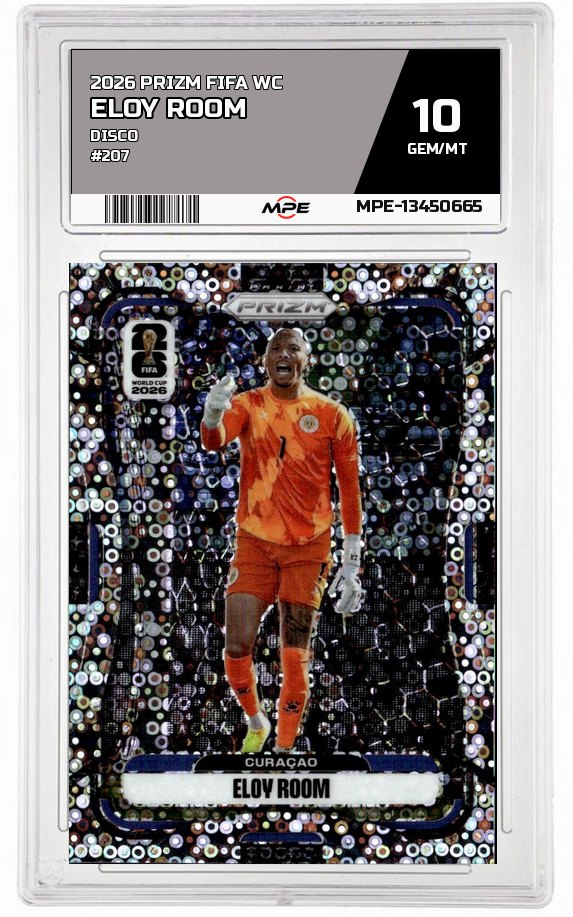 2026 PRIZM FIFA WC DISCO #207 ELOY ROOM MPE 10 GEM/MT — graded card auctioned from the MPE vault