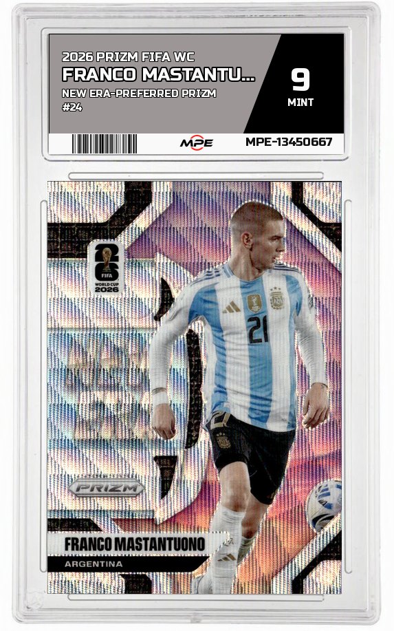 2026 PRIZM FIFA WC NEW ERA-PREFERRED PRIZM #24 FRANCO MASTANTUONO MPE 9 MINT — graded card auctioned from the MPE vault