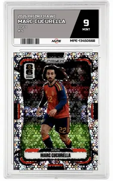 2026 PRIZM FIFA WC DISCO #74 MARC CUCURELLA MPE 9 MINT — graded card up for auction