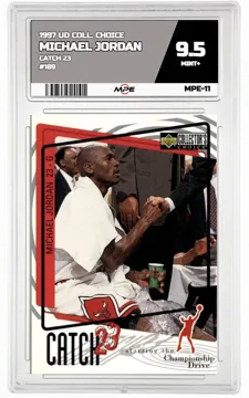 1997 UD COLL. CHOICE CATCH 23 #189 MICHAEL JORDAN MPE 9.5 MINT+ — graded card up for auction