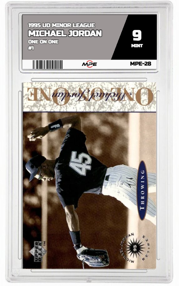 1995 UD MINOR LEAGUE ONE ON ONE #1 MICHAEL JORDAN MPE 9 MINT — graded card auctioned from the MPE vault