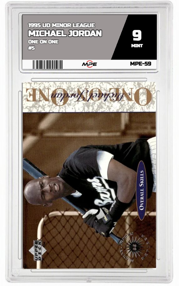 1995 UD MINOR LEAGUE ONE ON ONE #5 MICHAEL JORDAN MPE 9 MINT — graded card auctioned from the MPE vault