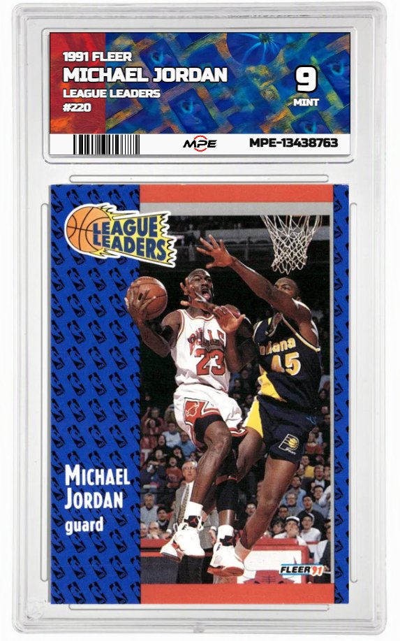 1991 FLEER LEAGUE LEADERS #220 MICHAEL JORDAN MPE 9 MINT — graded card auctioned from the MPE vault