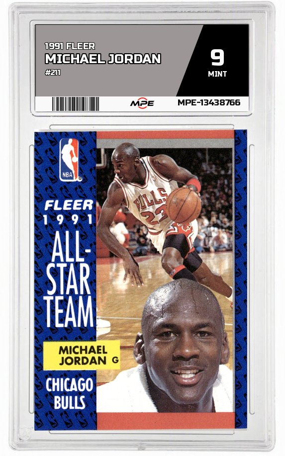 1991 FLEER #211 MICHAEL JORDAN MPE 9 MINT — graded card auctioned from the MPE vault