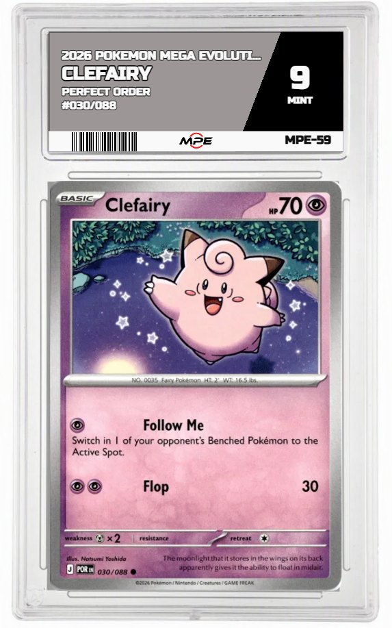 2026 POKEMON MEGA EVOLUTION PERFECT ORDER #030/088 CLEFAIRY MPE 9 MINT — graded card auctioned from the MPE vault
