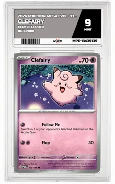 2026 POKEMON MEGA EVOLUTION PERFECT ORDER #030/088 CLEFAIRY MPE 9 MINT — graded card up for auction