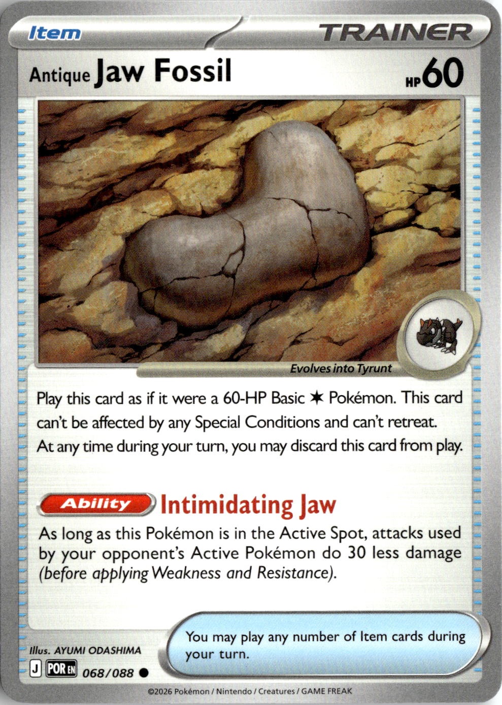 2026 Pokemon Mega Evolution Antique Jaw Fossil graded slab