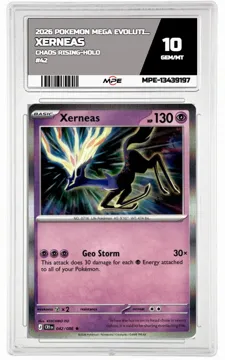 2026 POKEMON MEGA EVOLUTION CHAOS RISING-HOLO #42 XERNEAS MPE 10 GEM/MT — graded card up for auction