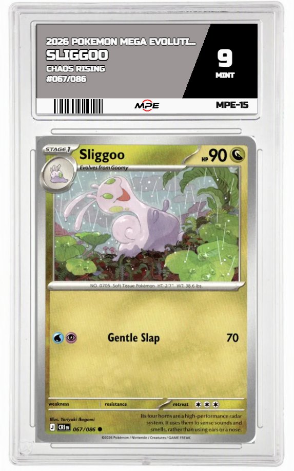 2026 POKEMON MEGA EVOLUTION CHAOS RISING #067/086 Sliggoo MPE 9 MINT — graded card auctioned from the MPE vault