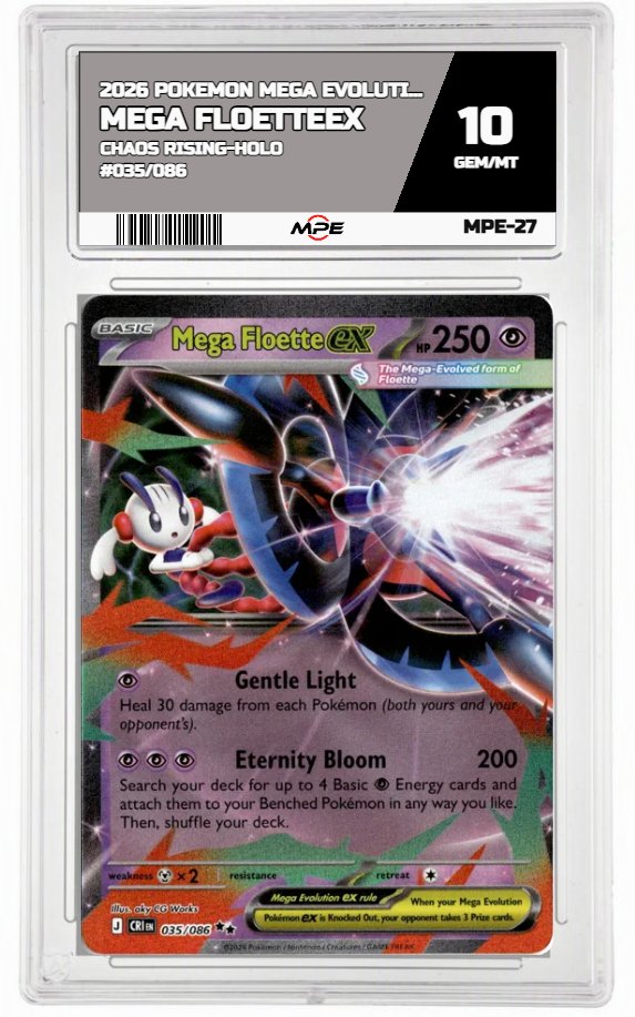 2026 POKEMON MEGA EVOLUTION CHAOS RISING-HOLO #035/086 Mega FloetteEX MPE 10 GEM/MT — graded card auctioned from the MPE vault