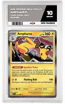 2026 POKEMON MEGA EVOLUTION CHAOS RISING-HOLO #029/086 Ampharos MPE 10 GEM/MT — graded card up for auction
