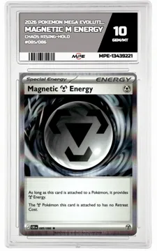 2026 POKEMON MEGA EVOLUTION CHAOS RISING-HOLO #085/086 MAGNETIC M ENERGY MPE 10 GEM/MT — graded card up for auction