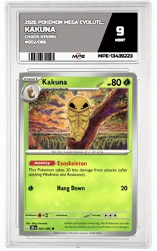 2026 POKEMON MEGA EVOLUTION CHAOS RISING #002/086 Kakuna MPE 9 MINT — graded card up for auction