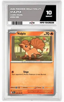 2026 POKEMON MEGA EVOLUTION CHAOS RISING #008/086 Vulpix MPE 10 GEM/MT — graded card up for auction