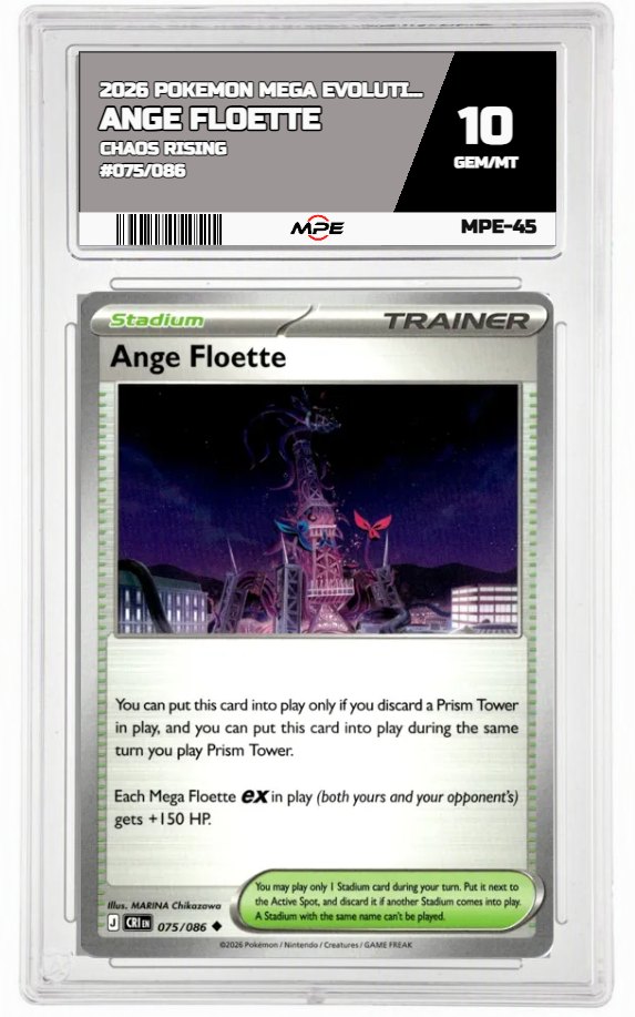 2026 POKEMON MEGA EVOLUTION CHAOS RISING #075/086 ANGE FLOETTE MPE 10 GEM/MT — graded card auctioned from the MPE vault