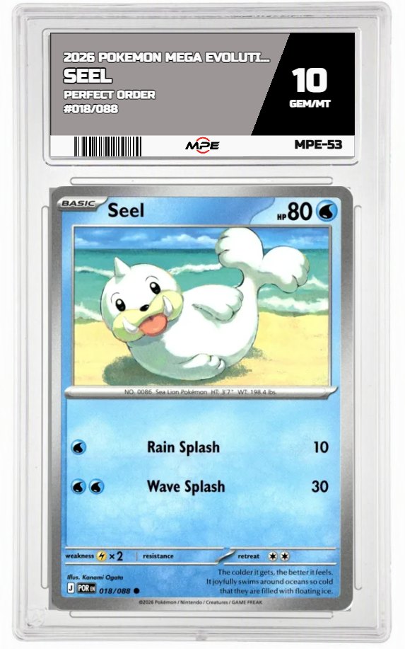 2026 POKEMON MEGA EVOLUTION PERFECT ORDER #018/088 Seel MPE 10 GEM/MT — graded card auctioned from the MPE vault
