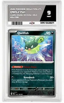 2026 POKEMON MEGA EVOLUTION CHAOS RISING-REV HOLO #052/086 Qwilfish MPE 9 MINT — graded card up for auction