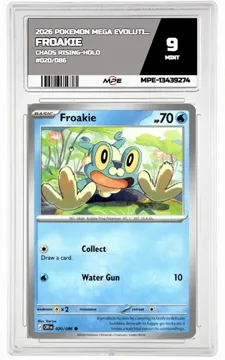 2026 POKEMON MEGA EVOLUTION CHAOS RISING-HOLO #020/086 Froakie MPE 9 MINT — graded card up for auction