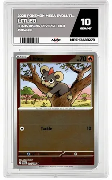 2026 POKEMON MEGA EVOLUTION CHAOS RISING-REV HOLO #014/086 Litleo MPE 10 GEM/MT — graded card up for auction