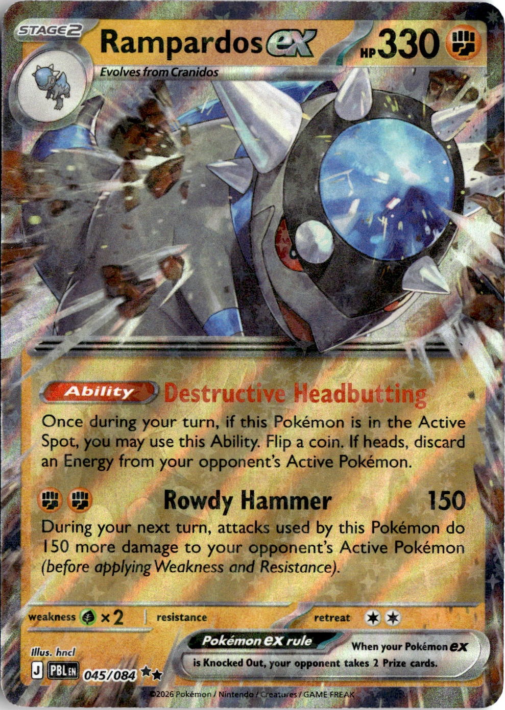 Rampardos EX graded slab