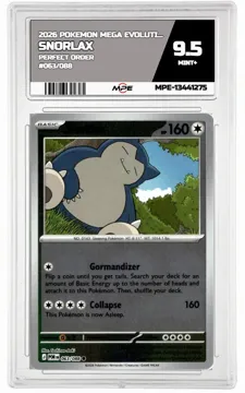 2026 POKEMON MEGA EVOLUTION PERFECT ORDER #063/088 Snorlax MPE 9.5 MINT+ — graded card up for auction
