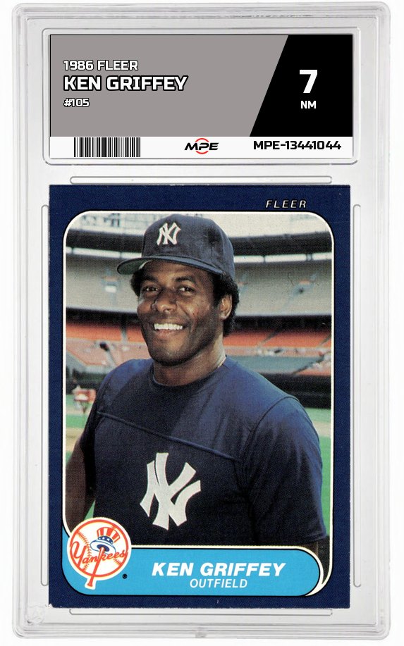 1986 FLEER #105 KEN GRIFFEY MPE 7 NM — graded card auctioned from the MPE vault