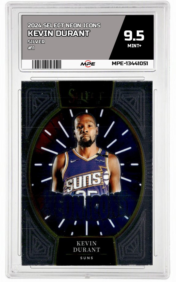 2024 SELECT NEON ICONS SILVER #11 KEVIN DURANT MPE 9.5 MINT+ — graded card auctioned from the MPE vault