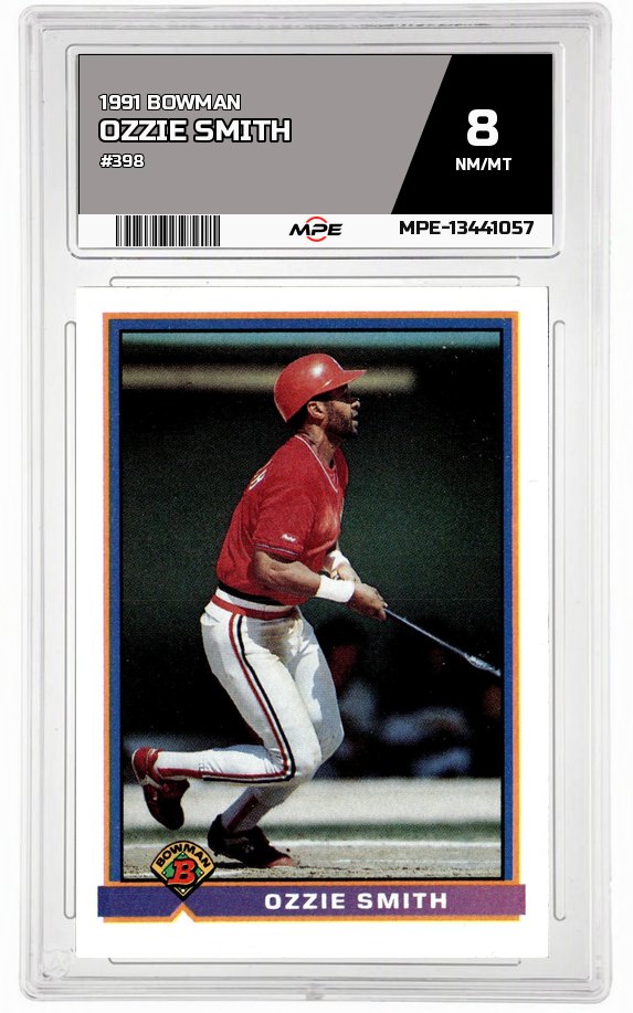 1991 BOWMAN #398 OZZIE SMITH MPE 8 NM/MT — graded card auctioned from the MPE vault