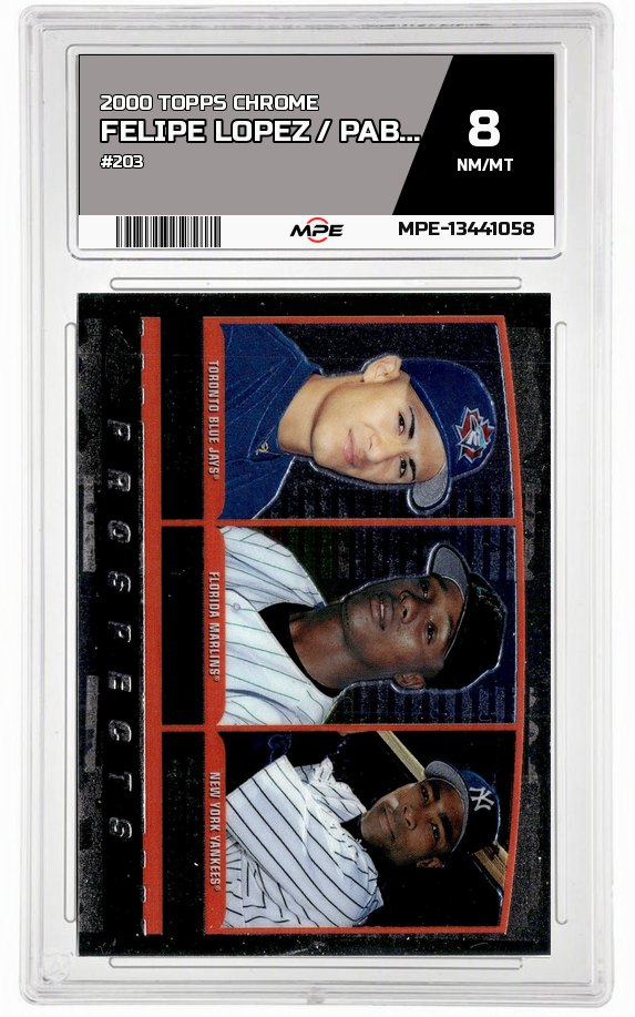 2000 TOPPS CHROME #203 FELIPE LOPEZ / PABLO OZUNA / ALFONSO SORIANO MPE 8 NM/MT — graded card auctioned from the MPE vault