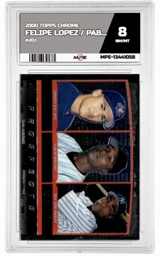 2000 TOPPS CHROME #203 FELIPE LOPEZ / PABLO OZUNA / ALFONSO SORIANO MPE 8 NM/MT — graded card up for auction