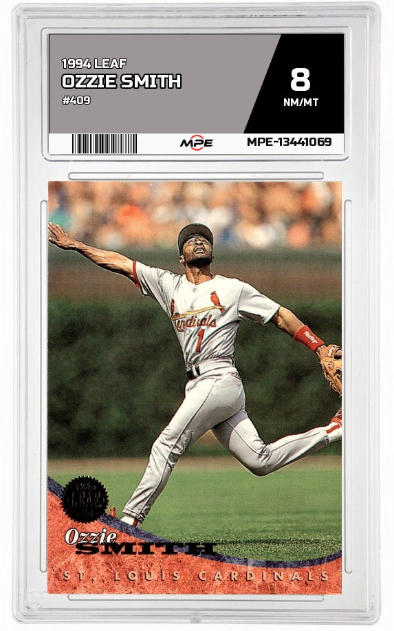 1994 LEAF #409 OZZIE SMITH MPE 8 NM/MT — graded card auctioned from the MPE vault